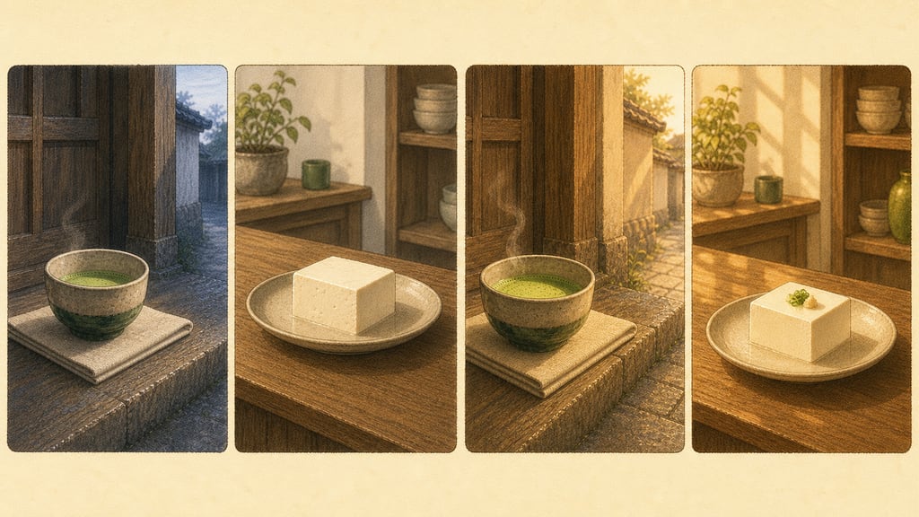 Week montage: alternating doorstep offerings, each minutely more beautiful, neither giver ever seen