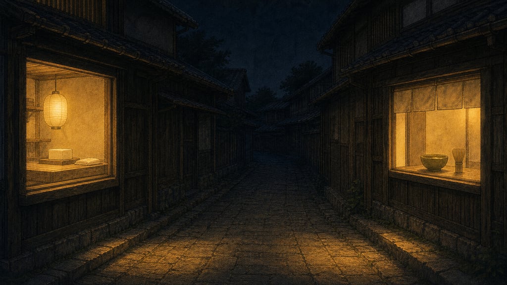 Closing frame: two lit windows facing each other across the dark street like old friends